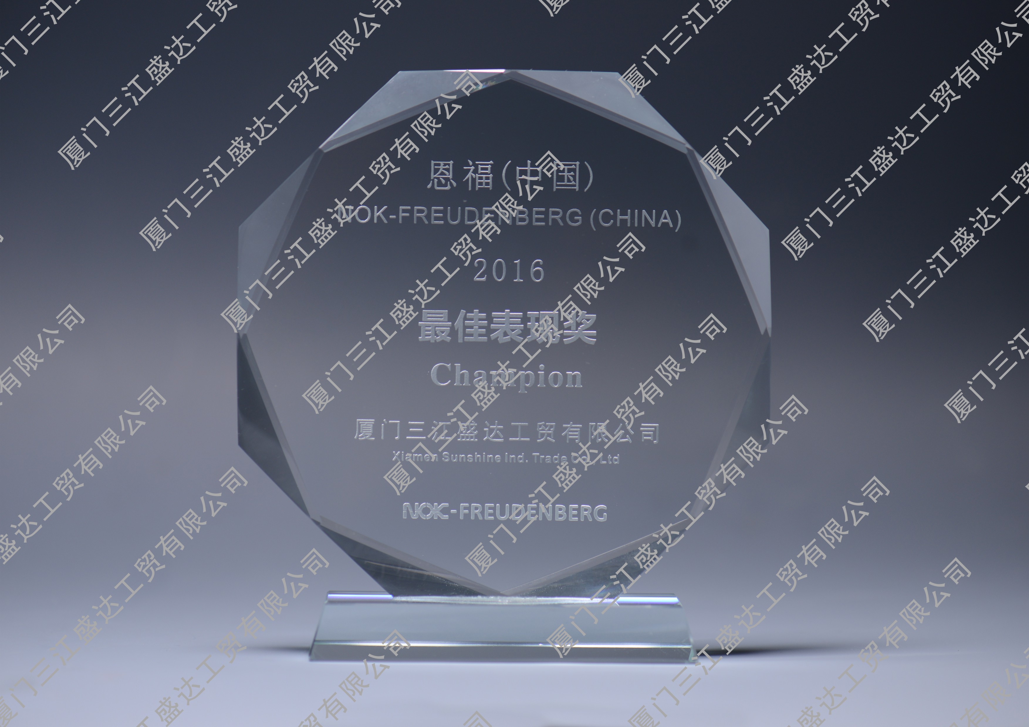 2016年荣获恩福中国国内代理商最佳表现奖