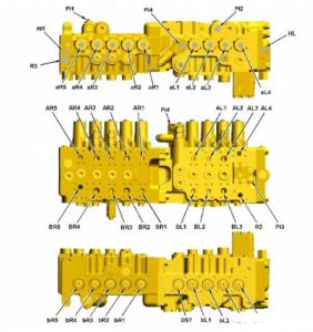 卡特330D2挖掘机主控制阀各阀口功能标注讲解